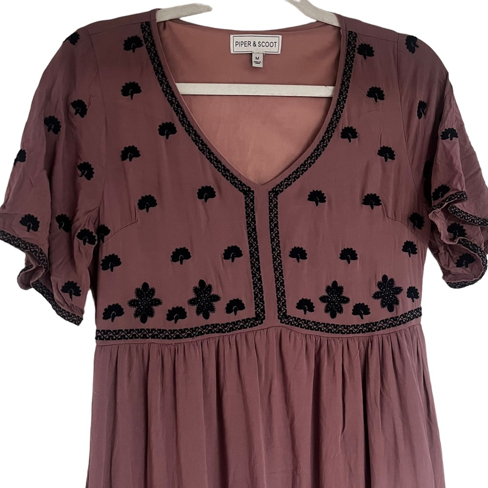 Piper & Scoot Mauve V-Neck Pocketed Maxi Dress Size Medium - Picture 2 of 7